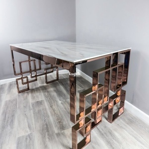 Cocina blanca Juego de cena de mármol Cafetería Bar Escritorio de <span class=keywords><strong>playa</strong></span> Mesa de comedor de mármol - Product Image 1