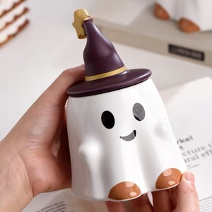 L Halloween Copo De Água Cerâmica Magia Fantasma Elf Caneca Café Quirky Casal Ins Bonito Fantasma Leite Chá Artesanal Estética - Product Image 4