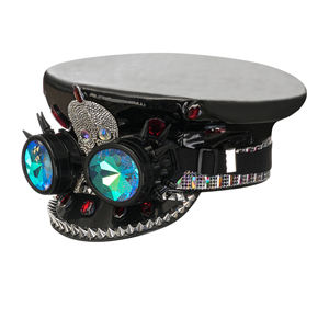 Festival de música para <span class=keywords><strong>mujer</strong></span>, <span class=keywords><strong>sombrero</strong></span> de capitán <span class=keywords><strong>Steampunk</strong></span> con diamantes de imitación a granel con gafas para Halloween, fiesta de Navidad, disfraz de Cosplay - Product Image 6