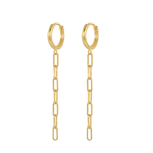 Boucles d'oreilles pendantes en argent S925 avec chaîne trombone et pampilles, bijoux de mode pour femme - Product Image 1