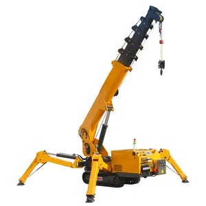 Mini remote-controlled crane with rubber track for smooth operation, multifunctional folding spider crane