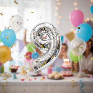 16 \ "No.9 Argent Film Aluminium Ballon 240pcs/CS pour Décorations de Fête - Product Image 3