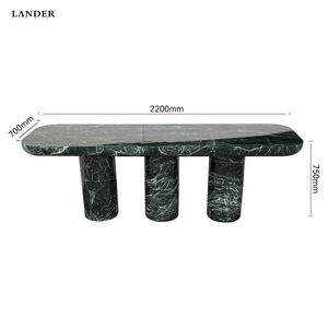 Lander đá Verde <span class=keywords><strong>san</strong></span> Denise đá cẩm thạch bàn ăn đá tự nhiên trung tâm bảng cho biệt thự đá cẩm thạch bàn ăn - Product Image 6