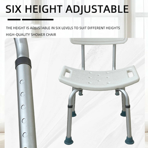 Silla de Ducha Ajustable con Respaldo, Taburete de Baño de Aluminio para Personas <span class=keywords><strong>Mayores</strong></span>, Discapacitados y Uso Médico - Product Image 4