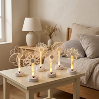 Lampe de table LED en acrylique en forme de fleur pour chambre à coucher, veilleuse de chevet, alimentée par piles, lumière chaude