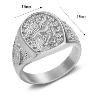 Men's Gold Plated Horse Head <b>Ring</b> Stainless Steel Animal Zodiac Jewelry Gift Size US - Product Image 5