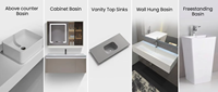 Lavabo colonne transparent bleu avec éclairage LED et système de vidange, style hôtel haut de gamme