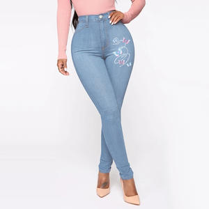 YSMARKET <span class=keywords><strong>Jeans</strong></span> S-3XL elasticizzati ricamati da <span class=keywords><strong>donna</strong></span> <span class=keywords><strong>Jeans</strong></span> a fiori elastici pantaloni femminili in Denim Plus Size - Product Image 4