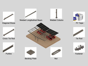 Système de montage de panneaux solaires argentés personnalisé en Y à double poteau pour carport, angle d'inclinaison 0-60°, garantie 10 ans pour voiture - Product Image 5