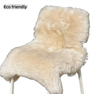 Musterexemplar: Natürlicher Schaffell-Stuhlbezug, weiches, flauschiges Sitzkissen aus Langwolle, Fell-Stuhlkissen für Zuhause, Barhocker-Dekoration - Product Image 3