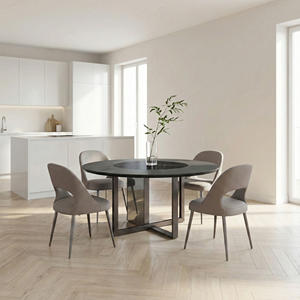 Ensemble de table à manger de luxe moderne avec 6 chaises, plateau en marbre naturel, pieds en métal, vente en gros pour la maison et l'hôtel - Product Image 4