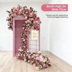 Cabina Telefonica con Composizione Floreale in Seta Personalizzata GNW <span class=keywords><strong>per</strong></span> Decorazioni di Matrimoni ed Eventi, Facile da Assemblare, Dimensioni Personalizzabili - Product Image 2