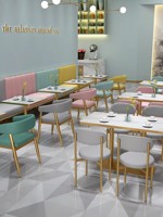 Ensemble de mobilier de salle à manger moderne commercial pour restaurants et cafés, banquette murale, table en fer, style luxe léger