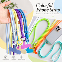 Colorful Adjustable Detachable Polyester Phone Neck Lanyard Braided Rope Crossbody Strap with Tether Patch for ID Badge Holder