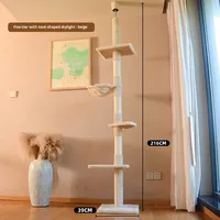 Arbre à chat moderne de luxe, tour du sol au plafond, poteau en sisal épaissi stable, multifonctionnel, cadre d'escalade minimaliste pour chat, carton
