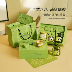 Boîte cadeau parfumée au thé d'ombre de bambou, bâtonnets d'encens, cadeau du Nouvel An chinois - Product Image 5