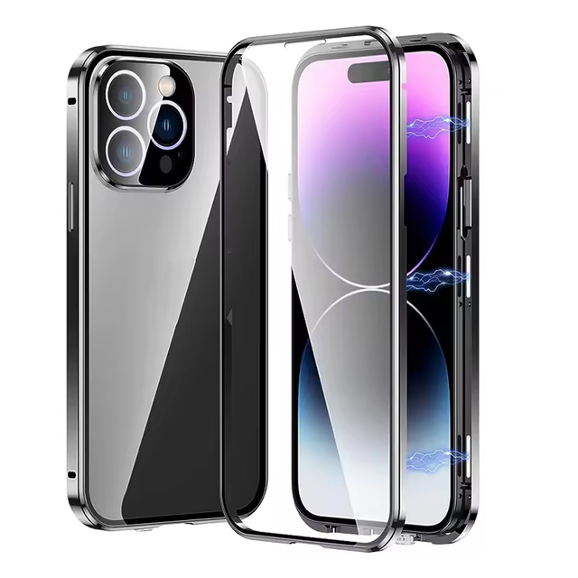 Magnetic Phone Case Double Sided Tempered Glass for iPhone 13 Pro Max 14 Plus 12 New Products 2023 360 Full Body Back Cover