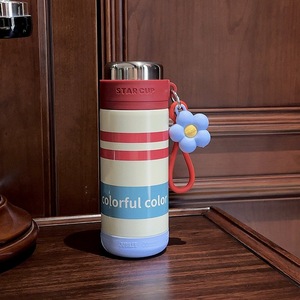 กระบอกน้ำสแตนเลสแบบพกพาสำหรับเด็กผู้หญิงทรงเรโทรทันสมัยพร้อมเครื่องดื่มสูญญากาศลายดอกไม้ที่ละเอียดอ่อน - Product Image 6