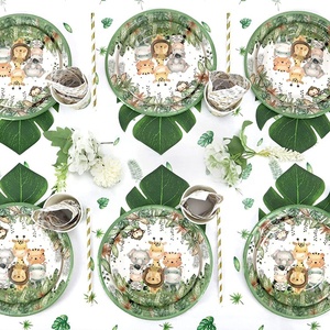 Animal <strong>Jungle</strong> Safari <strong>Theme</strong> <strong>Party</strong> Supplies Birthday Decorations Sets Kids Disposable Tableware Set Serves 25 - Product Image 6