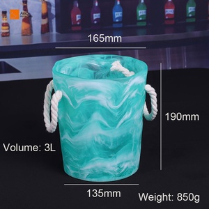 Seau à glace <span class=keywords><strong>Aquara</strong></span> en polyrésine tourbillonnée, étanche, 3L, avec poignée en corde nouée et logo personnalisé, idéal pour les fêtes, le camping et l'hôtellerie (vente en gros) - Product Image 3