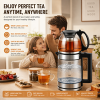 Ensemble de théière électrique turque 2-en-1, bouilloire en verre de 1,8 L et théière en verre de 0,8 L avec infuseur en acier inoxydable, prise EU