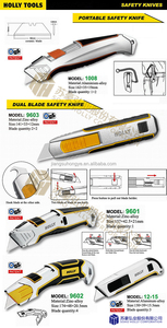 Cuchilla Retráctil Automática <span class=keywords><strong>con</strong></span> Empuñadura Antideslizante de Aleación, 3 Cuchillas de Repuesto, Cuchillo de Seguridad <span class=keywords><strong>con</strong></span> Retracción Automática - Product Image 3