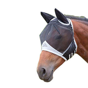 Kulakları ile yarım yüz at sinek maskesi siyah gümüş Retro büyük tam boy - Product Image 3