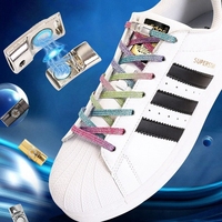 Enfants et adultes serrure métallique magnétique plate pour lacet sans cravate dentelle de chaussure élastique Polyester paresseux Sneaker dentelle pour adultes et Ki