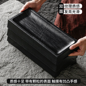 Melamine Rectangular <b>Plate</b> Set <b>Black</b> Commercial Restaurant Use Party Dishes - Product Image 3
