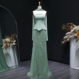 Вечернее платье-русалка Sharon Said SS616 класса люкс из двух частей, расшитое бисером, с шарфом, без бретелек, для вечеринок и выпускных, для женщин (нет в наличии) - Product Image 2