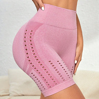 Shorts de yoga taille haute respirants sans coutures, perforés, anti-transpiration, pour le fitness et le sport, avec compression abdominale