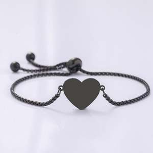 Wholesale Custom <b>Name</b> Heart Slice Stainless Steel Blank Square <b>Chain</b> Bracelets - Product Image 3