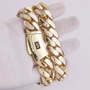 Nuya <span class=keywords><strong>14k</strong></span> מצופה זהב miami cuban קישור צמיד חלק מונאקו שרשרת היפ הופ תכשיטים לגברים נשים - Product Image 5