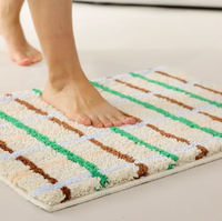 Nouveau tapis de bain rayé sur mesure, tapis de sol pour salle de bain, tapis avec support en TPR antidérapant, tapis absorbant en microfibre