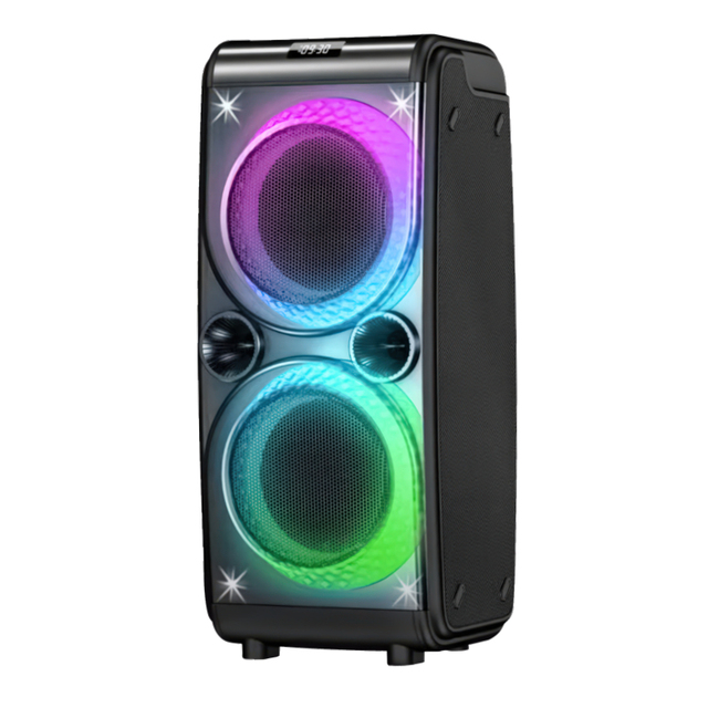 2026 New Trending Product Dual 6.5'' Woofer Stereo Mp3 Transparent Cabinet Speaker Flashing Led Lights TWS Loud Party Speakers