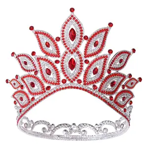Wholesale High Quality Tiaras And Full Round Crowns Women Wedding Hair Accessories Big Rhinestone Tall Pageant Crown