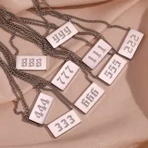 Necklace Hot Selling Minimalist Trendy 316L Silver Stainless Steel Jewelry Lucky Number 111-999 Pendant Choker Necklace