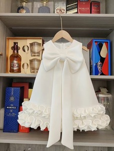 Abito Elegante Personalizzato per Ragazze con Fiocco, Senza Maniche, per Banchetti, Compleanni, Spettacoli, Feste, Natale, con Volant 3D - Product Image 3