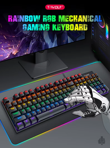 Teclado Mecánico para Juegos T-WOLF T18 USB con Cable, Retroiluminación RGB, 87 Teclas <span class=keywords><strong>TKL</strong></span> para Computadora de Escritorio, Teclado Gamer - Product Image 2