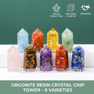Torre de Cristal de Resina <span class=keywords><strong>Orgonita</strong></span> con 9 Variedades de Gemas Naturales, Lámina de Oro, Resina Transparente, Obelisco Curativo, Decoración para el Hogar, OEM - Product Image 1