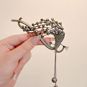 Retro Peacock Clip Hợp Kim Rhinestone <span class=keywords><strong>Twist</strong></span> Clip Phong Cách Mới Bobby Pin Giá Trị Cao Đảng Tóc Trang Trí Cho Updos - Product Image 4