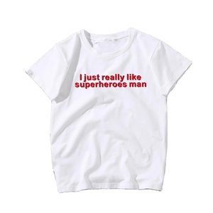 Red I Just Really Like <strong>Superheroes</strong> Man Print <strong>Tshirts</strong> Summer Fashion Clothing Cotton Girls Tops Baggy Crew Neck Women <strong>Tshirt</strong> - Product Image 1
