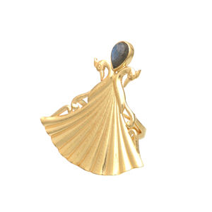 Anneaux en laiton avec pierre précieuse labradorite naturelle, vente chaude 2026, plaqués or véritable, pour mariages et fêtes, fournisseur fabricant - Product Image 1