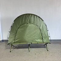 Lit de camping portable, tente imperméable surélevée pour une personne avec structure en fibre de verre et revêtement argenté