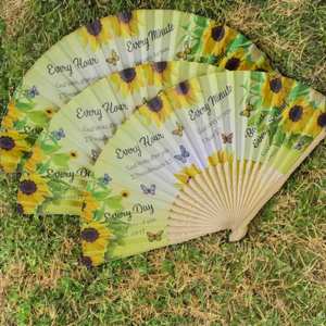 Abanicos Plegables de Bambú DIY, Abanicos Portátiles Pintados con Arte Folclórico Tallado, para Regalo Empresarial, Venta Exclusiva, MOQ 100PCS, Bodas - Product Image 2