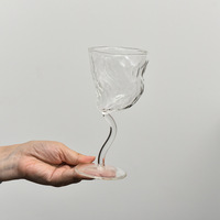 Verre à vin rouge soufflé à la main en borosilicate de haute qualité, design créatif torsadé effet glacier, pour cocktails, bars, restaurants, cadeaux (vente en gros)