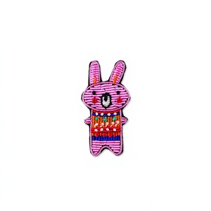 Customizable Silk Embroidered Rabbit Design <b>Badge</b> Fabric Felt <b>Sew</b>-On Name <b>Badges</b> Bags Custom Flag Embroidery Enamel Techniques - Product Image 1