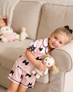 <span class=keywords><strong>Pigiama</strong></span> in Raso <span class=keywords><strong>con</strong></span> Fiocco per <span class=keywords><strong>Bambina</strong></span>, Set Loungewear per Bambini, Primavera-Estate, <span class=keywords><strong>con</strong></span> <span class=keywords><strong>Bottoni</strong></span> - Product Image 2
