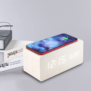 Reloj Despertador <span class=keywords><strong>Digital</strong></span> LED de Escritorio de Madera Económico con Calendario, Temperatura Interior, Función de Repetición y Diseño Contemporáneo - Product Image 2