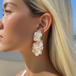 Fashionable Circle Shell Stitching <b>Holiday</b> Style Women's <b>Earrings</b> - Product Image 1